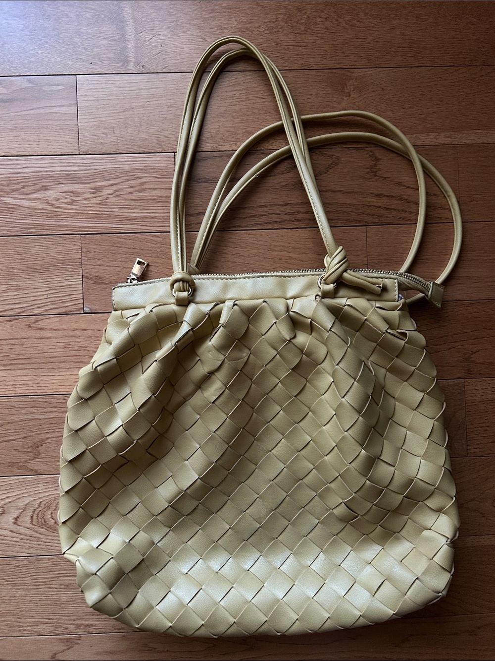 Vegan Leather Woven Purse Tote